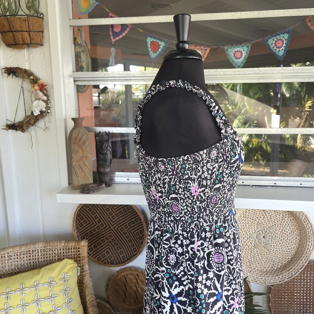 Marine Layer Small Long Dress Black and Pink Maxi Dress Floral Boho Chic - Picture 8 of 16